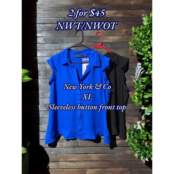 New York & Company Tops - NY & Co Sleeveless Button-Front Flouncy Top, XL